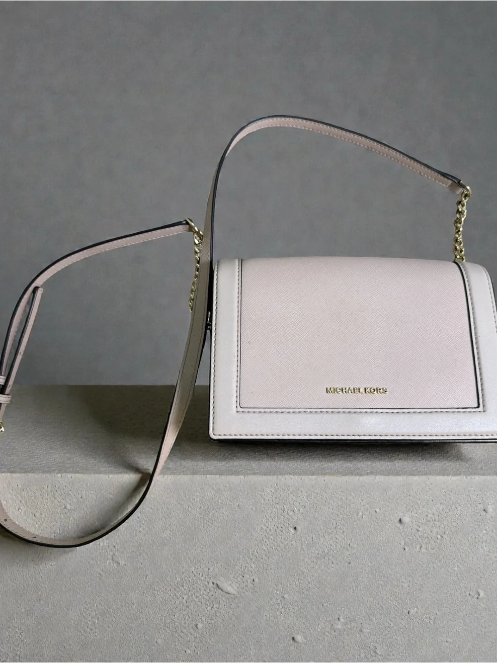 Michael Kors Blush Leather Crossbody Bag with Gold Logo